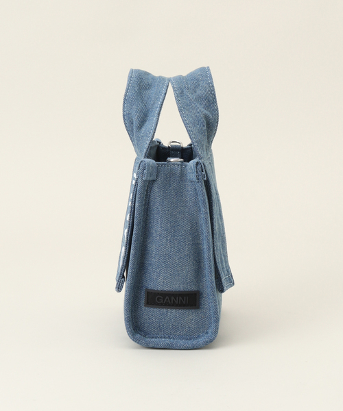 デニムテックミニトートバッグ Ganni セール】【GANNI / ガニー】 Recycled Tech Mini Tote Denim