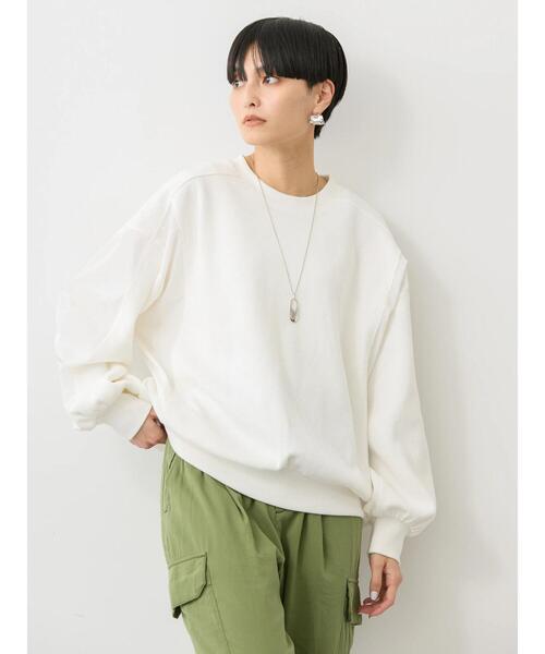 異素材ブロッキングプルオーバーカットソー アシンメトリー 異素材プルオーバー（Tシャツ/カットソー