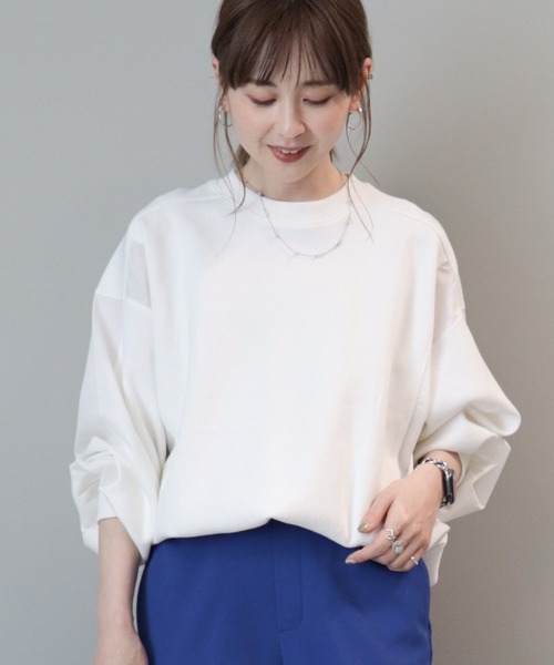 AMERICAN HOLIC(アメリカンホリック)の「ワッフル異素材プルオーバー(Tシャツ/カットソー・レディース・ストライプ/オフホワイト・L/M)」の1枚目の写真