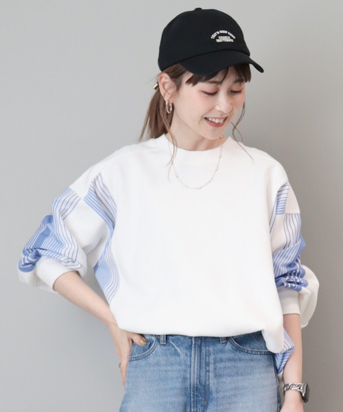 AMERICAN HOLIC(アメリカンホリック)の「ワッフル異素材プルオーバー(Tシャツ/カットソー・レディース・ストライプ/オフホワイト・L/M)」の2枚目の写真