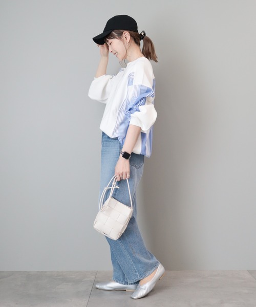 AMERICAN HOLIC(アメリカンホリック)の「ワッフル異素材プルオーバー(Tシャツ/カットソー・レディース・ストライプ/オフホワイト・L/M)」の7枚目の写真
