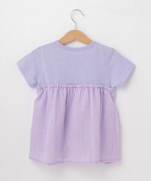 SHOO・LA・RUE(シューラルー)の「◆【110-140cm】異素材ドッキングTシャツ(Tシャツ/カットソー・キッズ・サックスブルー/ブラック/パープル/グリーン系・13/14/12/11)」の7枚目の写真