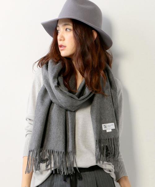 Johnstons of Elgin（ジョンストンズオブエルガン）の「＜JOHNSTONS（ジョンストンズ）＞CASH SOLID ストール70*190◆（ストール/ショール・レディース・オフホワイト/ブラック/グレー/ダークグレー/ブラウン/ネイビー・フリー）」の4枚目の写真