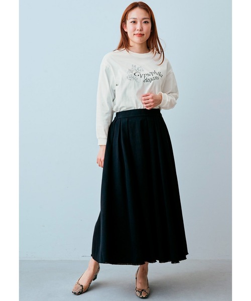 ＩＥＤＩＴ チノ素材でこなれ感 ウエストタック華やかフレアースカート（スカート）｜IEDIT（イディット）