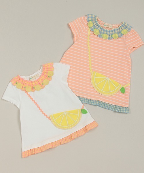 baby cheer（ベイビーチアー）の「シトラスポシェットTシャツ（Tシャツ/カットソー・キッズ・オフホワイト/サーモンピンク・80ｃｍ/90cm/100cm/110cm/120cm）」の10枚目の写真