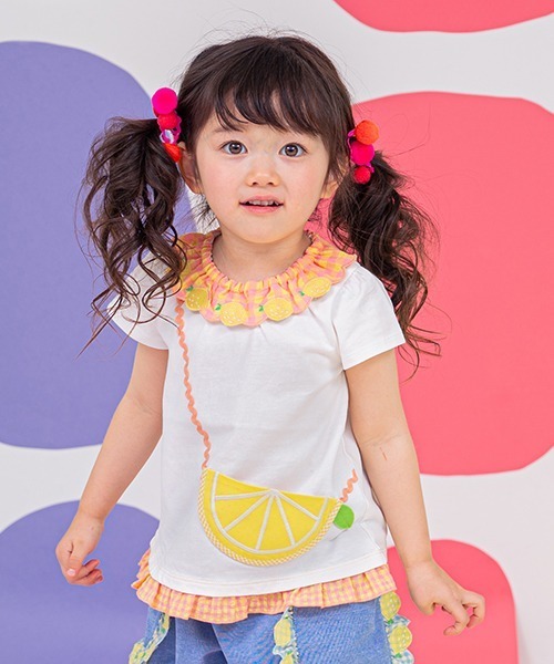 baby cheer（ベイビーチアー）の「シトラスポシェットTシャツ（Tシャツ/カットソー・キッズ・オフホワイト/サーモンピンク・80ｃｍ/90cm/100cm/110cm/120cm）」の11枚目の写真