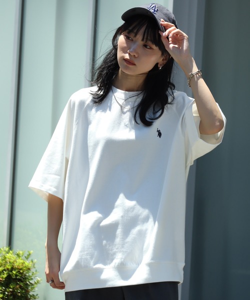 U.S. POLO ASSN.（ユーエスポロアッスン）の「【U.S. POLO ASSN./ユーエスポロアッスン】ワンポイント刺繍クルーショートスリーブTシャツ（Tシャツ/カットソー・メンズ・ネイビー/スミクロ/ブラック/オフホワイト/杢グレー・M/L/LL）」の2枚目の写真