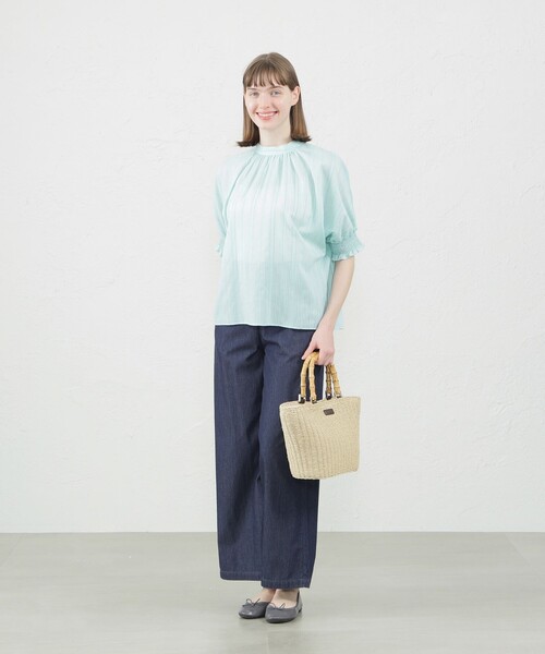 MACKINTOSH PHILOSOPHY（ﾏｯｷﾝﾄｯｼｭ ﾌｨﾛｿﾌｨｰ）の「シアーカラミブラウス（シャツ/ブラウス・レディース・ホワイト系その他/ブラック/ブルー・36/38）」の6枚目の写真