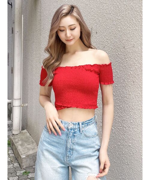 GYDA（ジェイダ）の「カシュクールシャーリングトップス（Tシャツ/カットソー・レディース・ブラック/その他1/その他2/レッド・FREE）」の10枚目の写真