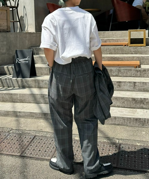 CIAOPANIC TYPY(チャオパニックティピー)の「速乾テックリンネンチェックイージーパンツ(セットアップ対応)(その他パンツ・メンズ・ベージュ/チャコールグレー・MEDIUM/LARGE)」の9枚目の写真