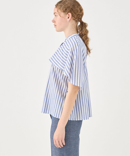 TOMORROWLAND collection(トゥモローランドコレクション)の「シアーストライプ フレアヨークブラウス(シャツ/ブラウス・レディース・ブルー系その他・36)」の4枚目の写真