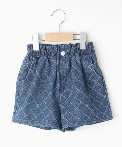 SHOO・LA・RUE（シューラルー）の「【110-140cm】格子ジャカードデニムショートパンツ（デニムパンツ・キッズ・ブルー系その他/サックスブルー・11/12/13/14）」の2枚目の写真
