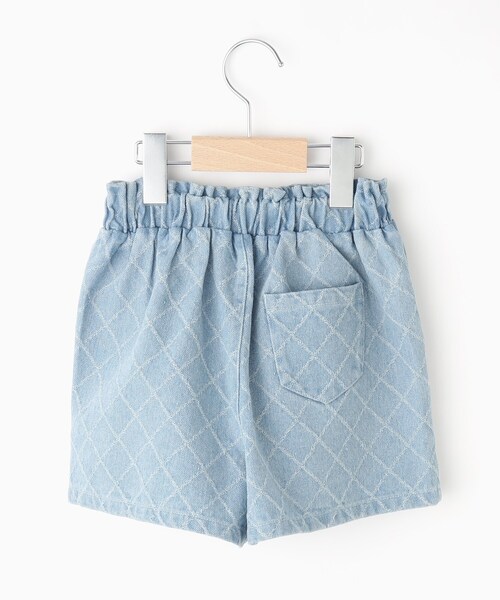 SHOO・LA・RUE（シューラルー）の「【110-140cm】格子ジャカードデニムショートパンツ（デニムパンツ・キッズ・ブルー系その他/サックスブルー・11/12/13/14）」の4枚目の写真