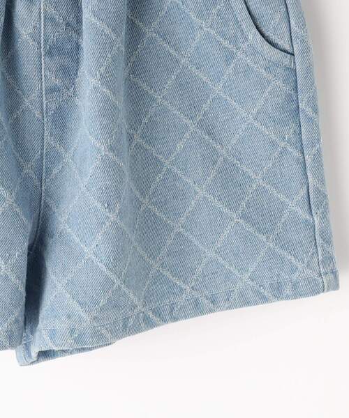 SHOO・LA・RUE（シューラルー）の「【110-140cm】格子ジャカードデニムショートパンツ（デニムパンツ・キッズ・ブルー系その他/サックスブルー・11/12/13/14）」の7枚目の写真