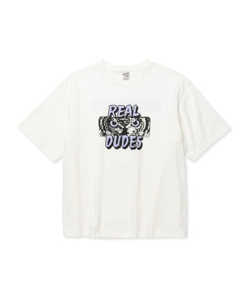 CALEE（キャリー）の「DROP SHOULDER "REAL DUDES" TEE（Tシャツ/カットソー・メンズ・ブラック/ホワイト/ブルー・MEDIUM/LARGE/X-LARGE/SMALL）」の2枚目の写真