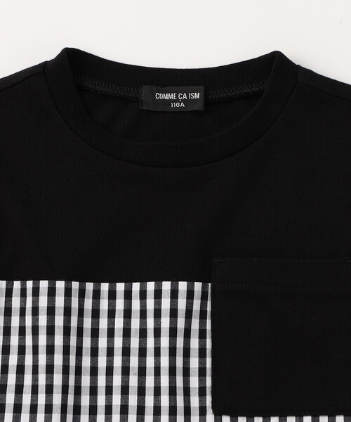 COMME CA ISM(コムサイズム)の「ギンガムチェック使い 切替え半袖Tシャツ(Tシャツ/カットソー・キッズ・ブラック・120cm/110cm/100cm/150cm/140cm/130cm)」の3枚目の写真