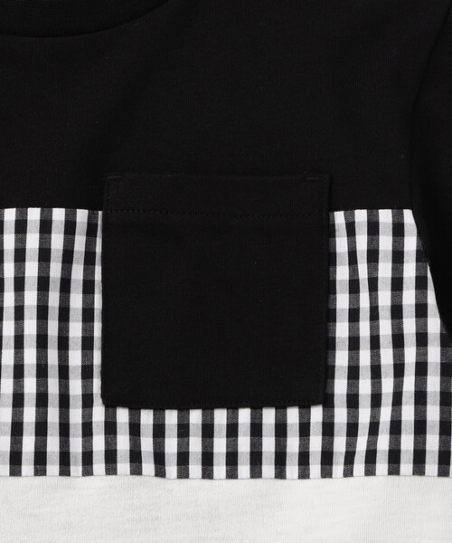 COMME CA ISM(コムサイズム)の「ギンガムチェック使い 切替え半袖Tシャツ(Tシャツ/カットソー・キッズ・ブラック・120cm/110cm/100cm/150cm/140cm/130cm)」の4枚目の写真