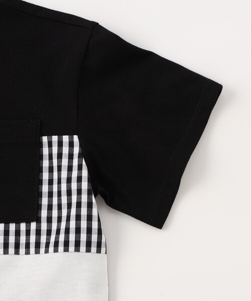 COMME CA ISM(コムサイズム)の「ギンガムチェック使い 切替え半袖Tシャツ(Tシャツ/カットソー・キッズ・ブラック・120cm/110cm/100cm/150cm/140cm/130cm)」の5枚目の写真