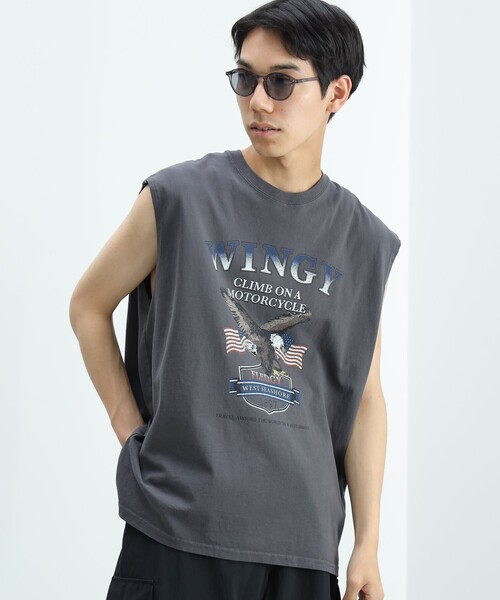 BEAMS HEART（ビームスハート）の「ワイルド グラフィック ノースリーブ Tシャツ（Tシャツ/カットソー・メンズ・ブラック系その他4/チャコールグレー・SMALL/MEDIUM/LARGE）」の18枚目の写真