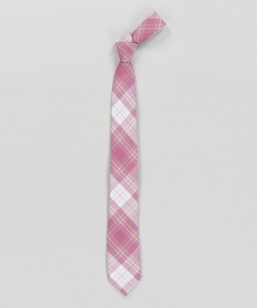 SPINNS（スピンズ）の「チェック柄ネクタイ（ネクタイ・レディース・ベージュ/ピンク/ブルー/グレー/イエロー/グリーン・ONESIZE）」の6枚目の写真