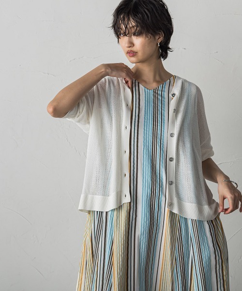 MAYSON GREY(メイソングレイ)の「チュールライクスカシアミニットカーディガン≪手洗い可能≫(カーディガン/ボレロ・レディース・ブラック/ブルー/ライトグレー/ホワイト/イエロー・M)」の1枚目の写真