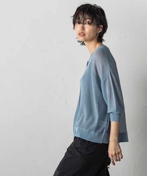 MAYSON GREY(メイソングレイ)の「チュールライクスカシアミニットカーディガン≪手洗い可能≫(カーディガン/ボレロ・レディース・ブラック/ブルー/ライトグレー/ホワイト/イエロー・M)」の4枚目の写真
