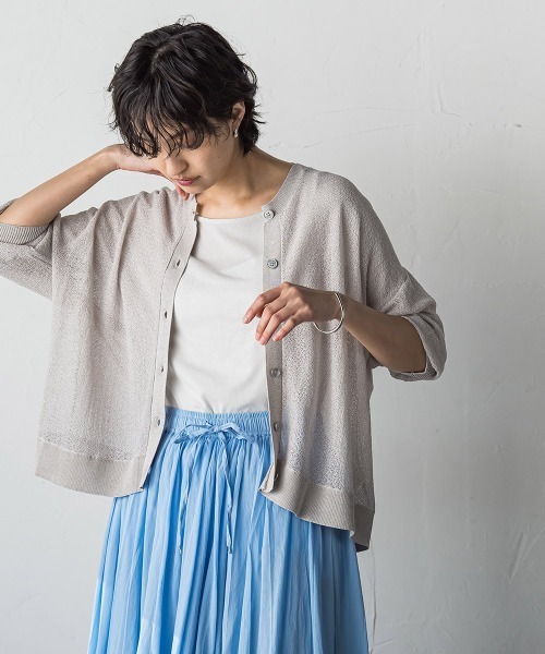 MAYSON GREY(メイソングレイ)の「チュールライクスカシアミニットカーディガン≪手洗い可能≫(カーディガン/ボレロ・レディース・ブラック/ブルー/ライトグレー/ホワイト/イエロー・M)」の3枚目の写真