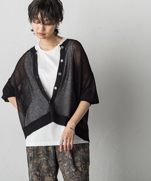 MAYSON GREY(メイソングレイ)の「チュールライクスカシアミニットカーディガン≪手洗い可能≫(カーディガン/ボレロ・レディース・ブラック/ブルー/ライトグレー/ホワイト/イエロー・M)」の2枚目の写真