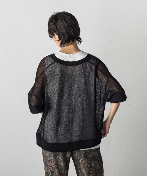 MAYSON GREY(メイソングレイ)の「チュールライクスカシアミニットカーディガン≪手洗い可能≫(カーディガン/ボレロ・レディース・ブラック/ブルー/ライトグレー/ホワイト/イエロー・M)」の6枚目の写真