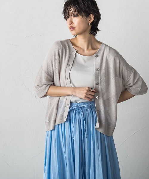 MAYSON GREY(メイソングレイ)の「チュールライクスカシアミニットカーディガン≪手洗い可能≫(カーディガン/ボレロ・レディース・ブラック/ブルー/ライトグレー/ホワイト/イエロー・M)」の14枚目の写真