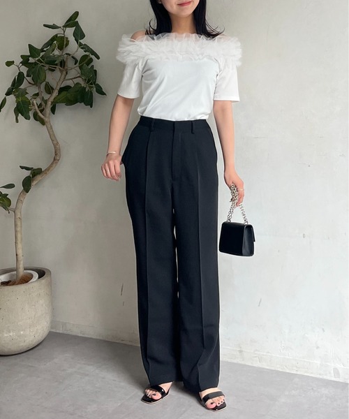 prose verse(プロズヴェール)の「ハイウエストスリムストレートタックパンツ(その他パンツ・レディース・ブラック・MEDIUM/LARGE/PM/PL)」の8枚目の写真