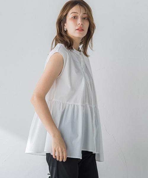 ketty(ケティ)の「ペプラムチュニックブラウス≪洗濯機で洗える≫(シャツ/ブラウス・レディース・オフホワイト/ネイビー/ブルー・M)」の19枚目の写真