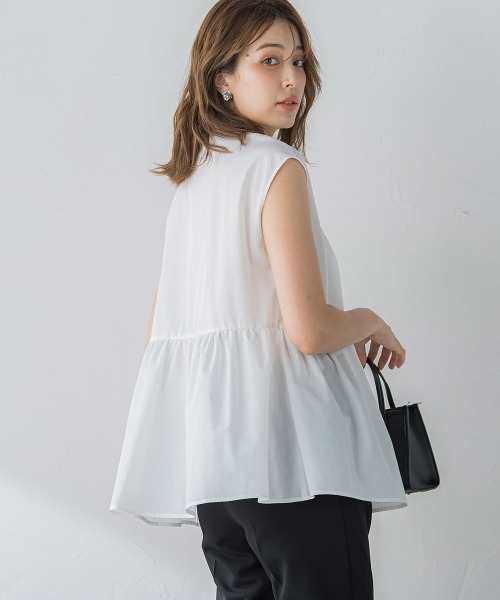 ketty(ケティ)の「ペプラムチュニックブラウス≪洗濯機で洗える≫(シャツ/ブラウス・レディース・オフホワイト/ネイビー/ブルー・M)」の18枚目の写真