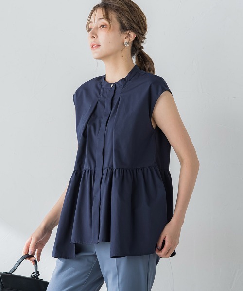 ketty(ケティ)の「ペプラムチュニックブラウス≪洗濯機で洗える≫(シャツ/ブラウス・レディース・オフホワイト/ネイビー/ブルー・M)」の14枚目の写真