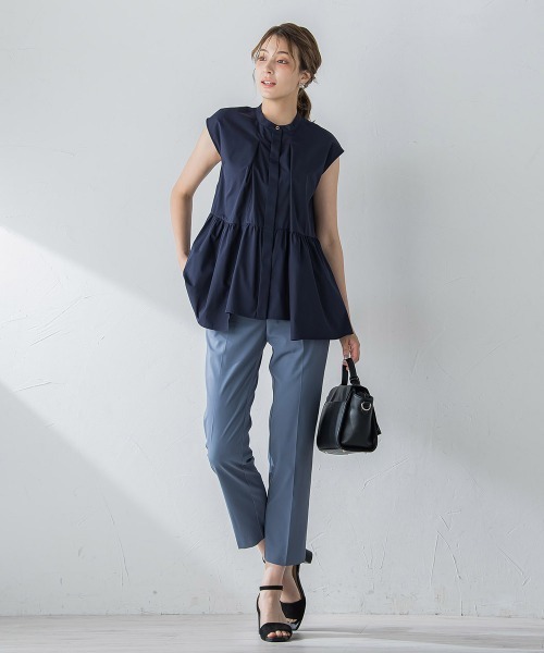 ketty(ケティ)の「ペプラムチュニックブラウス≪洗濯機で洗える≫(シャツ/ブラウス・レディース・オフホワイト/ネイビー/ブルー・M)」の13枚目の写真