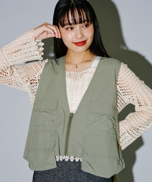 ベスト ジレ ナイロン ショート丈タクティカルベスト レディース ナイロン ショート丈タクティカルベスト（ベスト）｜terrace