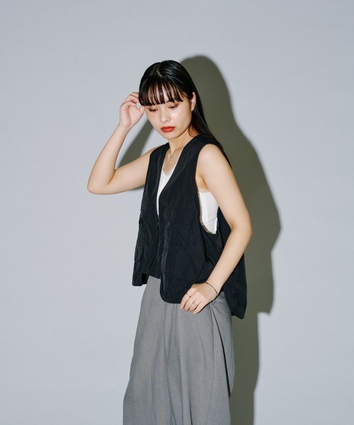 nagonstans ナゴンスタンス ベスト コンパクトベスト ショート丈 黒 nagonstans(ナゴンスタンス)｜【9/17 0:00販売開始】pocket vest