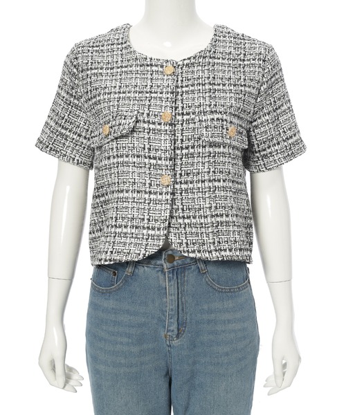 ハーフスリーブツイードジャケット ハーフスリーブツイードジャケット（テーラードジャケット