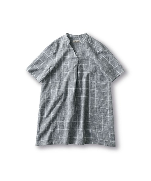 and myera（アンド マイラ）の「ａｎｄ　ｍｙｅｒａ　ざっくりとした綿麻チェックチュニック（チュニック・レディース・グレー・LARGE/MEDIUM/SMALL/X-LARGE）」の2枚目の写真