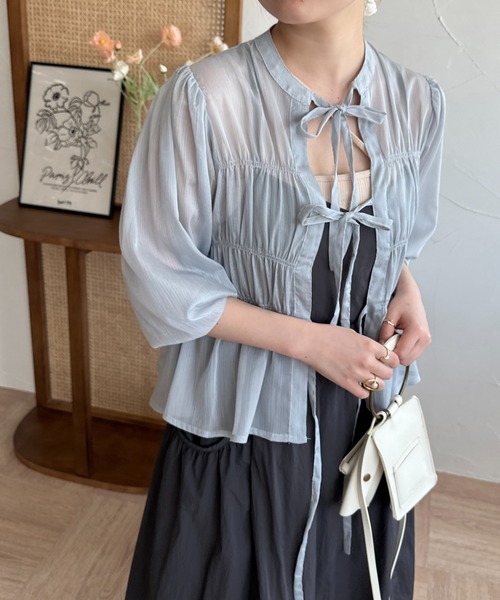 raffime(ラフィミー)の「2WAYリボンブラウス(シャツ/ブラウス・レディース・ブルー/アイボリー/オレンジ・フリー)」の13枚目の写真