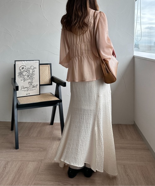 近年♡美品♡ルネ 白襟 2way ブラウス リボン パール ネイビー 36 ボウタイブラウス《長袖》《ウォッシャブル》 (WBL23134-22) | ANCHOR