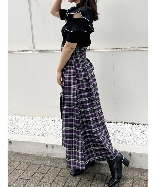 MERCURYDUO(マーキュリーデュオ)の「オープンショルダーラッフルボトルネックニット(ニット/セーター・レディース・チャコールグレー/ブラック/パープル/オフホワイト/ベビーピンク・FREE)」の19枚目の写真