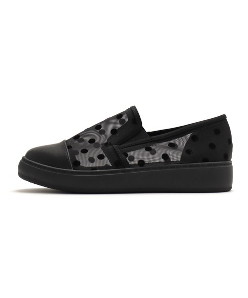 Feee(SHOES)(フィー)の「【軽量】メッシュ ドット柄のスリッポンスニーカー/Feee(スリッポン・レディース・ホワイト系その他/ブラック/ホワイト・24.5cm/24.0cm/23.5cm/23.0cm/22.5cm)」の6枚目の写真
