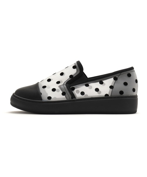 Feee(SHOES)(フィー)の「【軽量】メッシュ ドット柄のスリッポンスニーカー/Feee(スリッポン・レディース・ホワイト系その他/ブラック/ホワイト・24.5cm/24.0cm/23.5cm/23.0cm/22.5cm)」の7枚目の写真