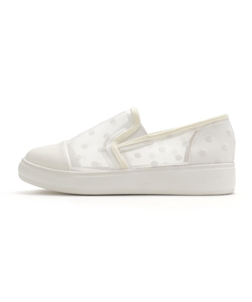 Feee(SHOES)(フィー)の「【軽量】メッシュ ドット柄のスリッポンスニーカー/Feee(スリッポン・レディース・ホワイト系その他/ブラック/ホワイト・24.5cm/24.0cm/23.5cm/23.0cm/22.5cm)」の8枚目の写真