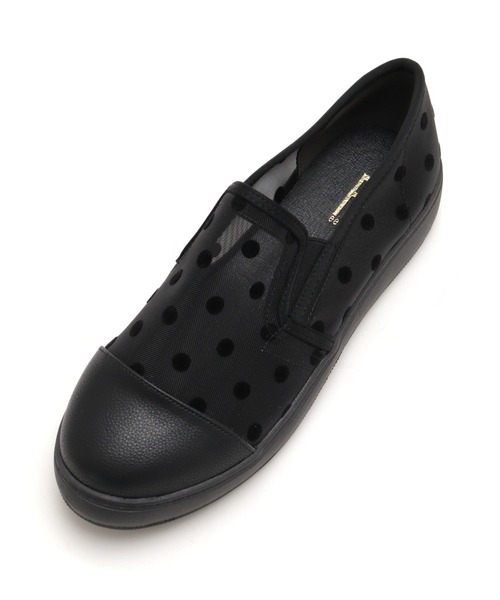 Feee(SHOES)(フィー)の「【軽量】メッシュ ドット柄のスリッポンスニーカー/Feee(スリッポン・レディース・ホワイト系その他/ブラック/ホワイト・24.5cm/24.0cm/23.5cm/23.0cm/22.5cm)」の9枚目の写真