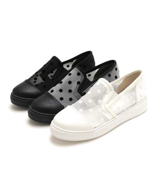 Feee(SHOES)(フィー)の「【軽量】メッシュ ドット柄のスリッポンスニーカー/Feee(スリッポン・レディース・ホワイト系その他/ブラック/ホワイト・24.5cm/24.0cm/23.5cm/23.0cm/22.5cm)」の16枚目の写真