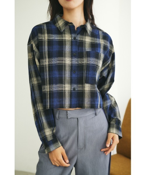 MIEL CRISHUNANT(ミエルクリシュナ)の「ショート丈チェックシャツ(シャツ/ブラウス・レディース・ブラック/ブルー・FREE)」の14枚目の写真