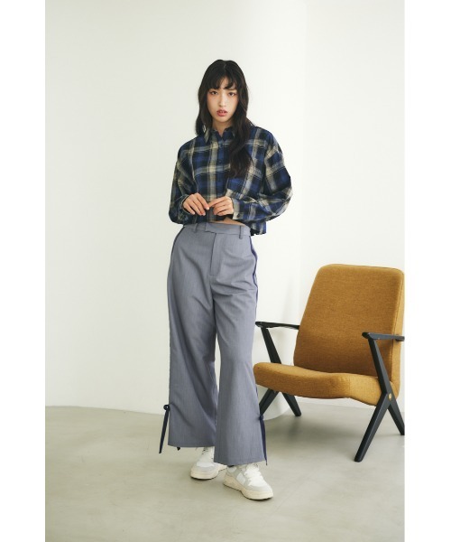 MIEL CRISHUNANT(ミエルクリシュナ)の「ショート丈チェックシャツ(シャツ/ブラウス・レディース・ブラック/ブルー・FREE)」の12枚目の写真