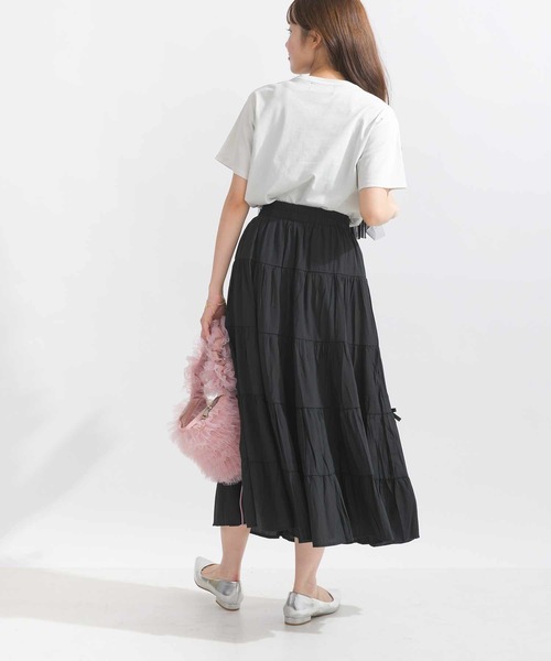 Lo-Fi(ローファイ)の「リボン付きティアードスカート(スカート・レディース・ブラック/オフホワイト・M)」の15枚目の写真